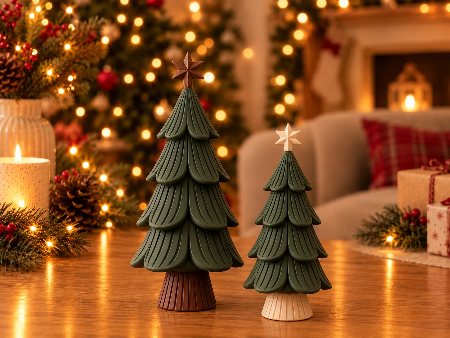 Conjunto de Arvores de natal - 17cm e 15cm